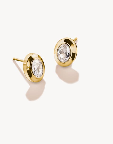 Pendientes de botón dorados y blancos de Thomas Sabo - view 1