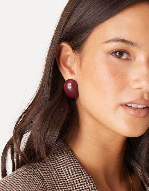 Pendientes de botón grandes color mora con diseño ovalado abombado de ASOS DESIGN