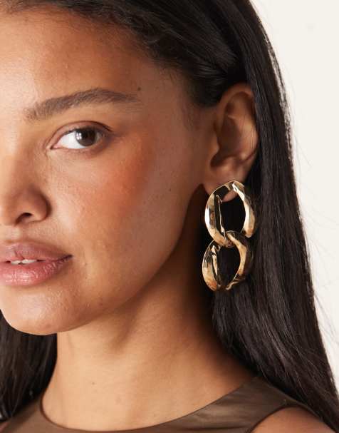 Pendientes de botón grandes dorados con diseño asimétrico de ASOS DESIGN - view 1