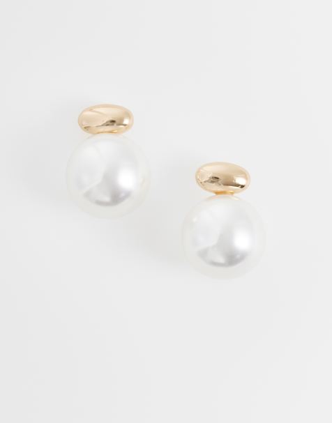 Pendientes de botón pequeños dorados con detalle de perla sintética de ASOS DESIGN - view 1