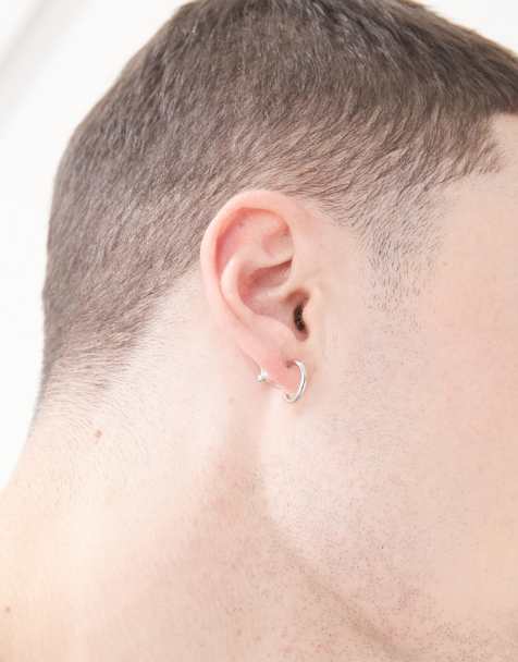 Pendientes de botón plateados con diseño de aro de Faded Future - view 1
