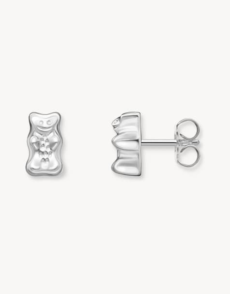 Pendientes de botón plateados con diseño de oso de Thomas Sabo - view 1