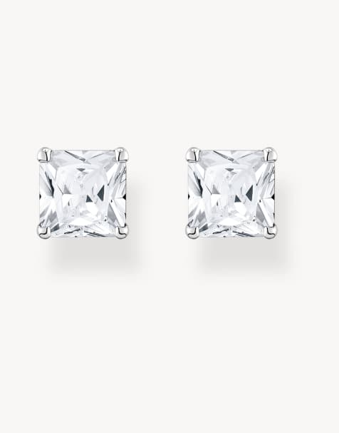Pendientes de botón plateados de plata de ley 925 con piedras blancas de Thomas Sabo - view 1