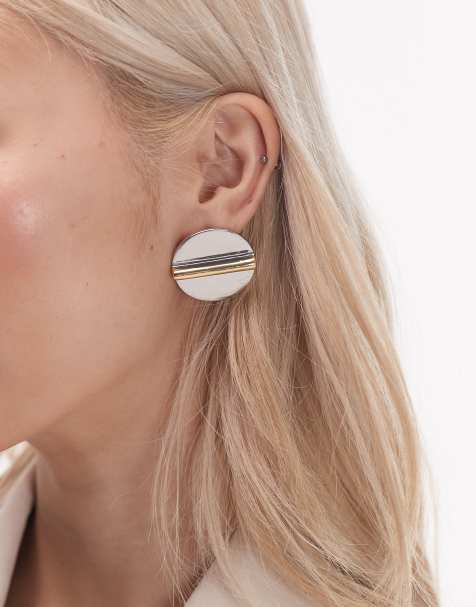 Pendientes de botón plateados llamativos Buffy de Topshop - view 1