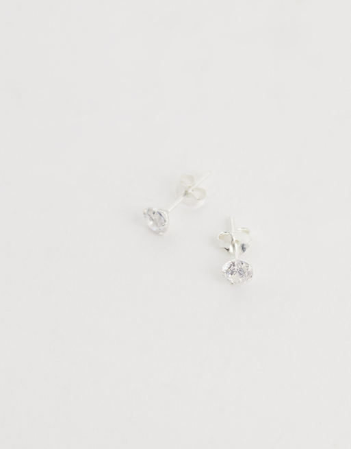 Pendientes de botón redondos de 5 mm de plata de ley con gemas de Kingsley Ryan, 4 de 4