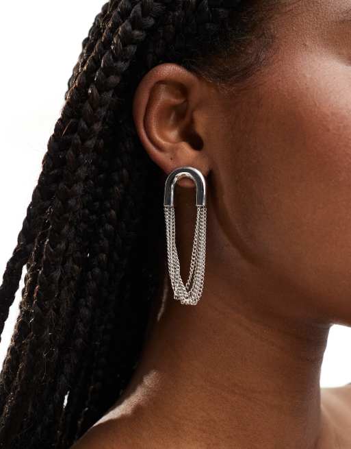 Pendientes de cadena conectada chapados en rodio de 8 Other Reasons
