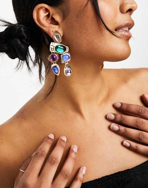 Pendientes de tendencia multicolores con piedras variadas de Petit Moments