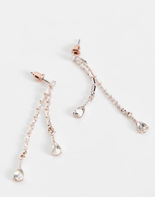Pendientes dorado rosa con diseño colgante con incrustaciones de River Island, 4 de 4