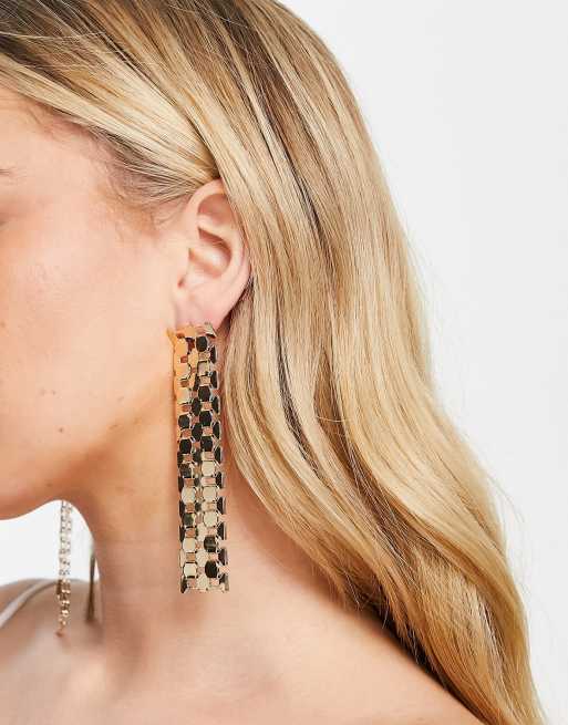 Pendientes dorados colgantes de cadena tipo pulsera de reloj de Topshop