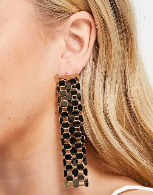 Pendientes dorados colgantes de cadena tipo pulsera de reloj de Topshop, 2 de 4