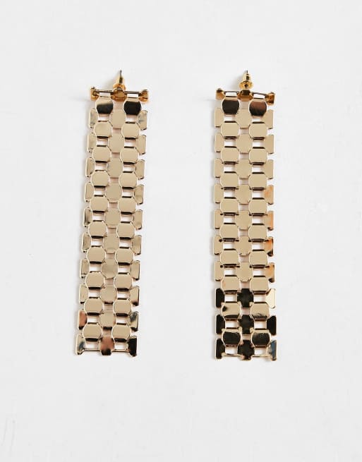 Pendientes dorados colgantes de cadena tipo pulsera de reloj de Topshop, 3 de 4