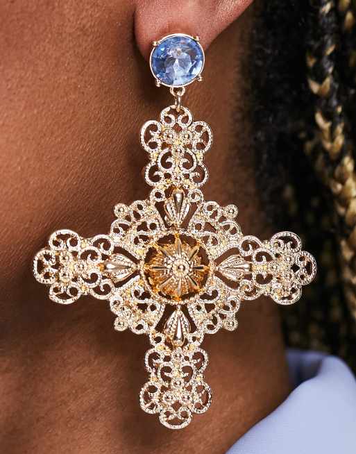 Pendientes colgantes de cruz grande con cierre clip de ASOS DESIGN | ASOS