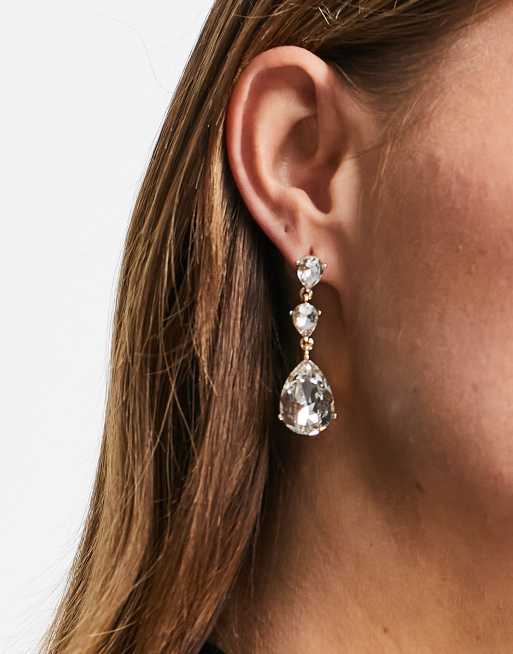Pendientes dorados con colgante de bisutería y cristal de ASOS DESIGN, 2 de 4