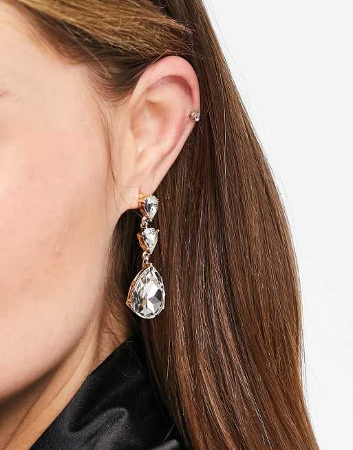 Pendientes dorados con colgante de bisutería y cristal de ASOS DESIGN, 3 de 4