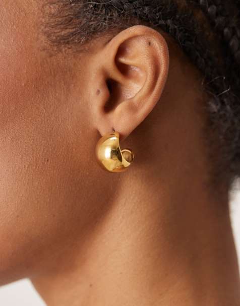 Pendientes dorados con diseño abombado de acero inoxidable resistente al agua de ASOS DESIGN - view 1