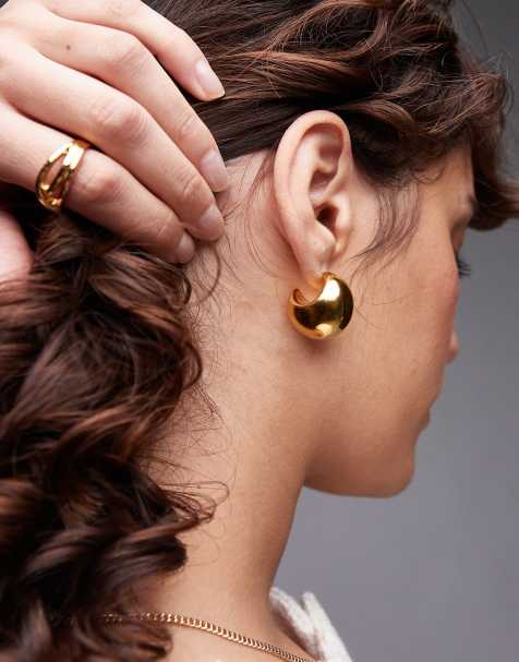 Pendientes dorados con diseño abovedado de acero inoxidable resistente al agua Sammy de Topshop - view 1