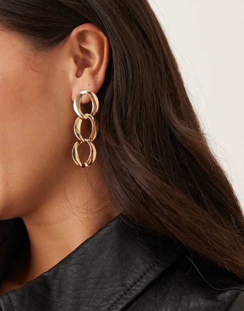 Pendientes dorados con diseño colgante de eslabones abiertos de DesignB London - view 1