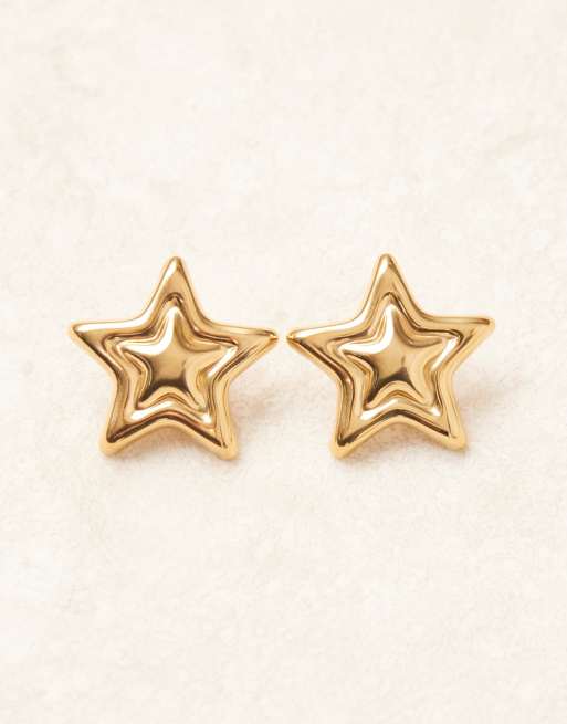 Pendientes dorados con diseño de estrella de acero inoxidable resistente al agua de ASOS DESIGN, 2 de 3