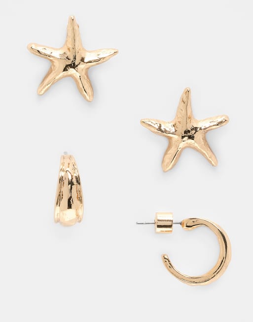 Pendientes dorados con diseño de estrella de mar de Mango