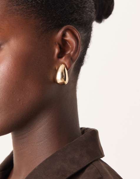 Pendientes dorados con diseño de lágrima de DesignB London - view 1