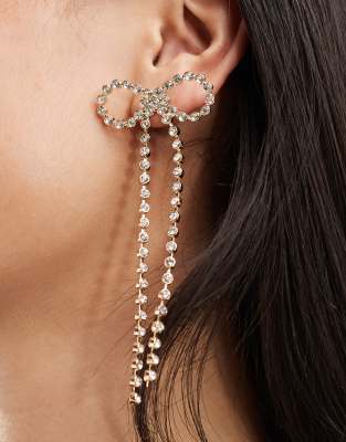 Pendientes dorados con diseño de lazo de cristales de Accessorize