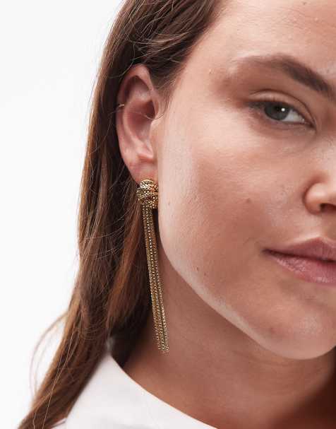 Pendientes dorados con diseño de nudo y flecos de & Other Stories - view 1