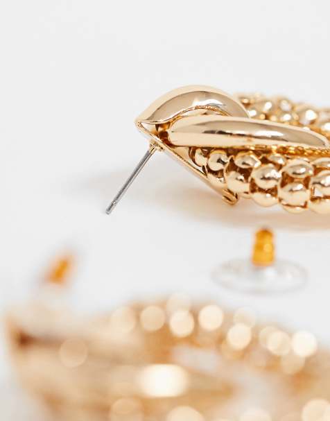 Pendientes dorados con diseño estilo aldaba de eslabón texturizado de ASOS DESIGN - view 1