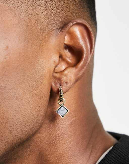 Pendientes dorados con piedra combinada Corazon de Icon Brand