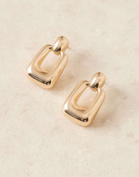 Pendientes dorados cuadrados de estilo aldaba de ASOS DESIGN