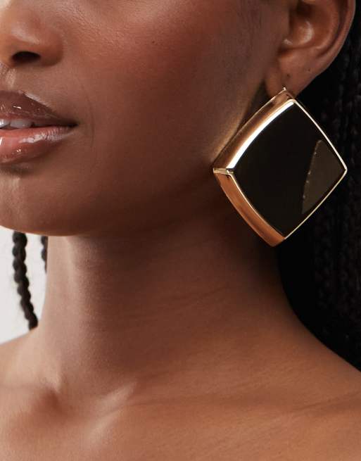 Pendientes dorados extragrandes con diseño cuadrado de Reclaimed Vintage