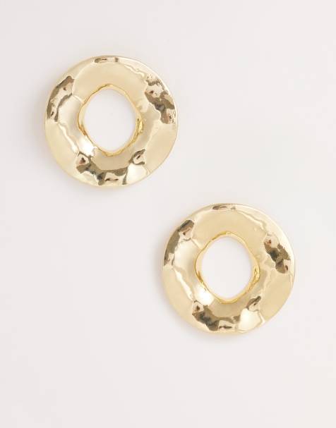 Pendientes dorados extragrandes de metal repujado exclusivos de Kaiia - view 1