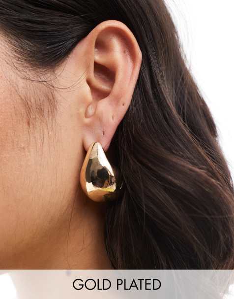 Pendientes dorados gruesos extragrandes en forma de lágrima de PIECES - view 1