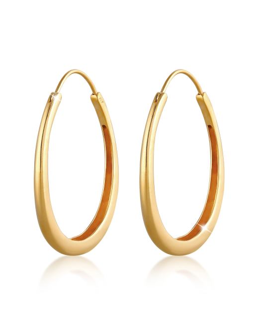 Pendientes dorados ovalados minimalistas de estilo criollo de plata de ley 925 Geo Look de Elli