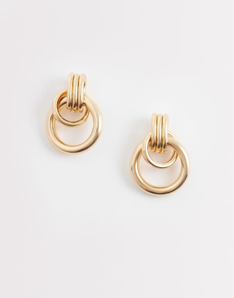 Pendientes dorados tipo aldaba de estilo vintage de DesignB London - view 1