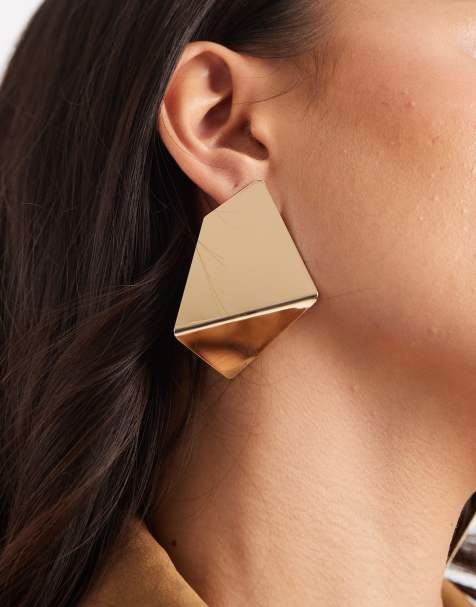 Pendientes grandes dorados con diseño abstracto de ASOS DESIGN - view 1