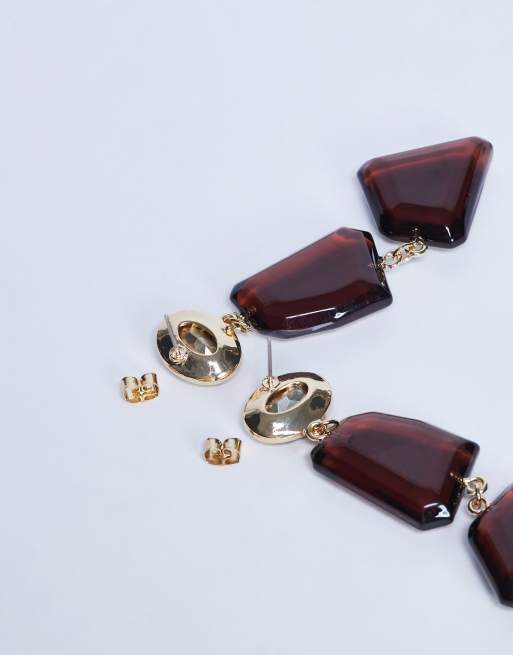 Pendientes largos burdeos con diseño abstracto Paige de Topshop, 4 de 4