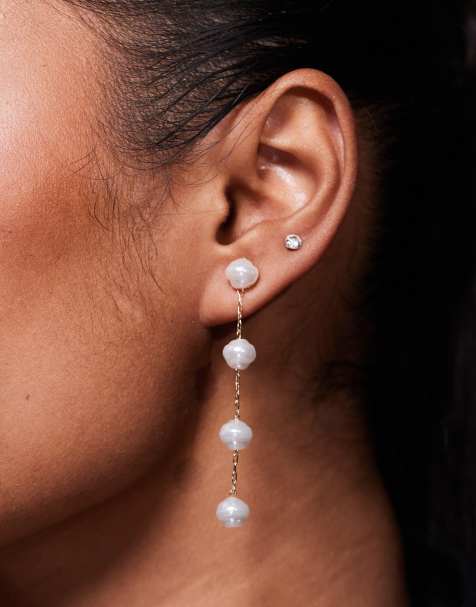 Pendientes largos chapados en oro con perlas Laperlle de ALDO - view 1