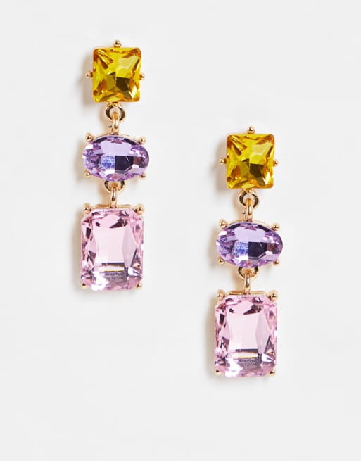 Pendientes largos de 3 colores de French Connection