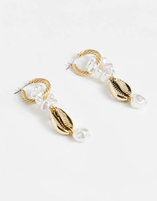 Pendientes largos con y perlas sintéticas de South Beach | ASOS