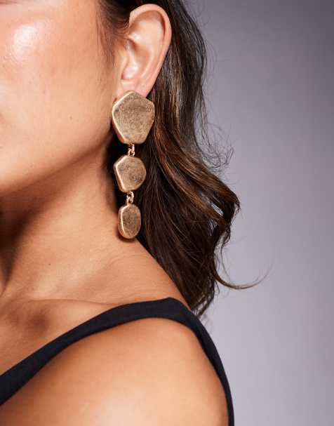 Pendientes largos dorados con diseño bruñido llamativo Rheya de ALDO - view 1