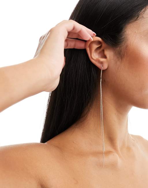 Pendientes largos dorados con diseño colgante de cadenas finas de ASOS DESIGN