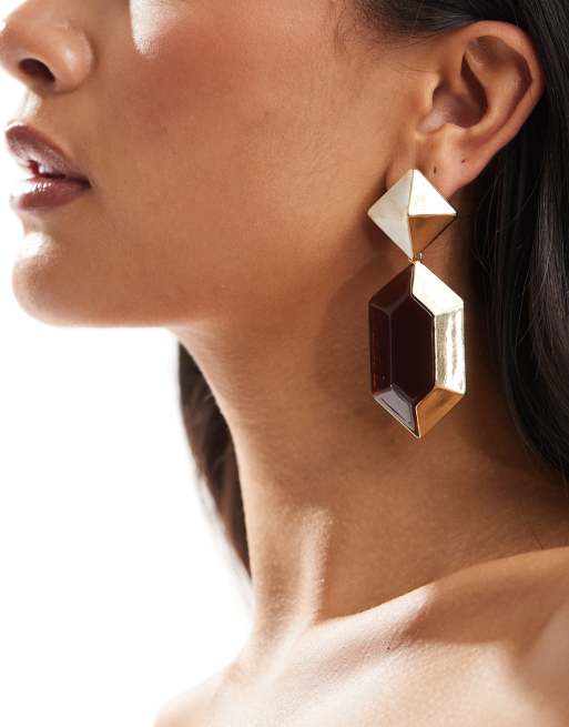 Pendientes largos dorados de estilo vintage con diseño angular de resina de edición limitada de ASOS DESIGN