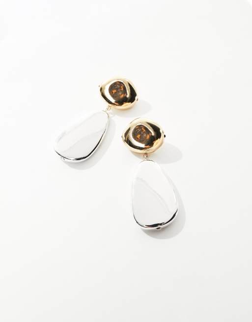 Pendientes largos en tonos metálicos variados con diseño efecto fundido de ASOS DESIGN, 3 de 4