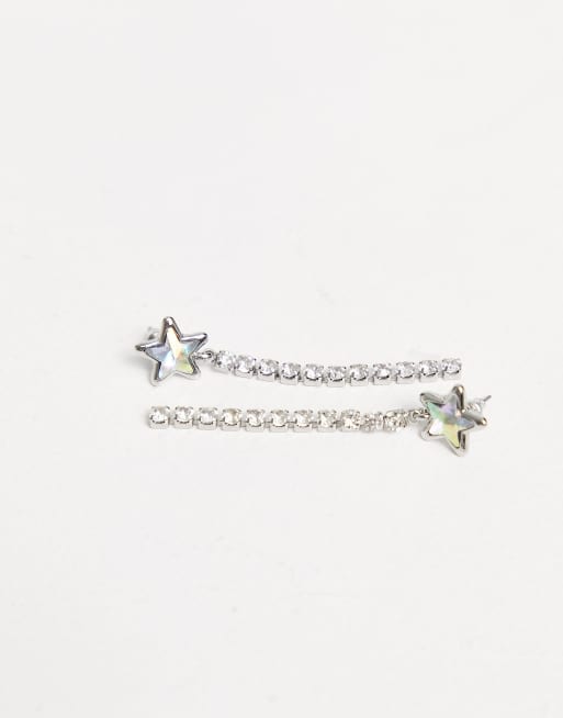 Pendientes largos plateado con diseño de estrella fugaz de Topshop, 4 de 4