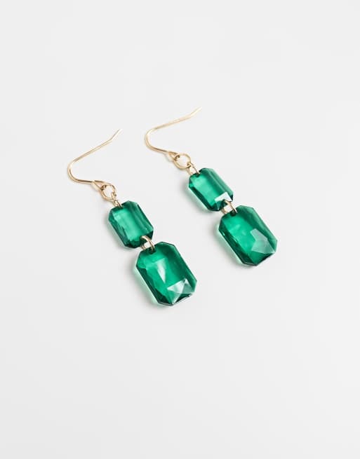 Pendientes largos verdes con cristales de Accessorize
