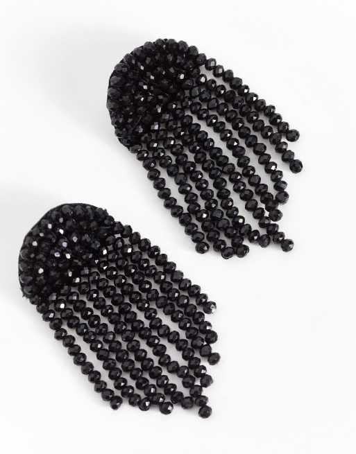 negros colgantes con diseño de flecos de cuentas ASOS DESIGN ASOS