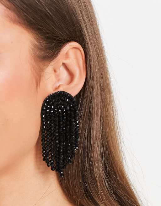 negros colgantes con diseño de flecos de cuentas ASOS DESIGN ASOS