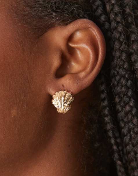 Pendientes pequeños dorados con diseño de bisagra de concha de ASOS DESIGN - view 1