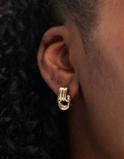 Pendientes pequeños dorados de estilo aldaba de ASOS DESIGN - view 1
