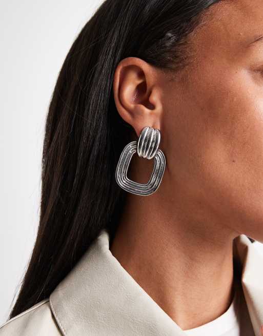 Pendientes plateados con detalle de aro de ASOS DESIGN